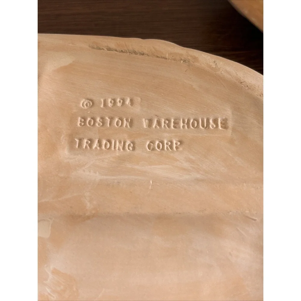Terra Cotta Garlic Roaster Baking Dish‎ Casserole Oval Boston Warehouse 1994
